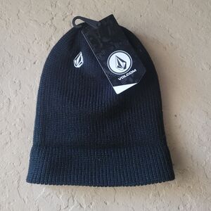 NWT Volcom Beanie Casual Winter Knit Graphic Logo Black One Size Men Cap